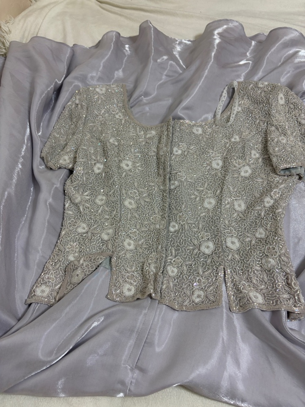 Stenay Silver Lavender Beaded Bodice Evening Gown size 8 - Picture 9 of 16